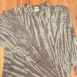 PINK Victoria's Secret Long Sleeve Tee Green and Grey - Large